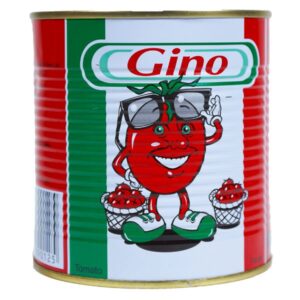 Gino Tomato Paste in red packaging showing rich, thick tomato concentrate for cooking meals.