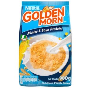 Golden Morn cereal served in a bowl with milk for a healthy and nutritious breakfast.