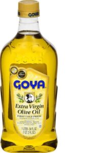 Goya Olive Oil bottle used for healthy cooking and salad preparation