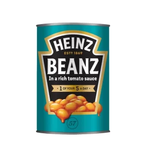 Heinz Beanz canned baked beans in tomato sauce served as a quick nutritious meal