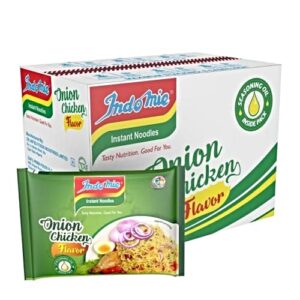 Indomie Onion Noodles in Nigeria with a prepared bowl of instant noodles